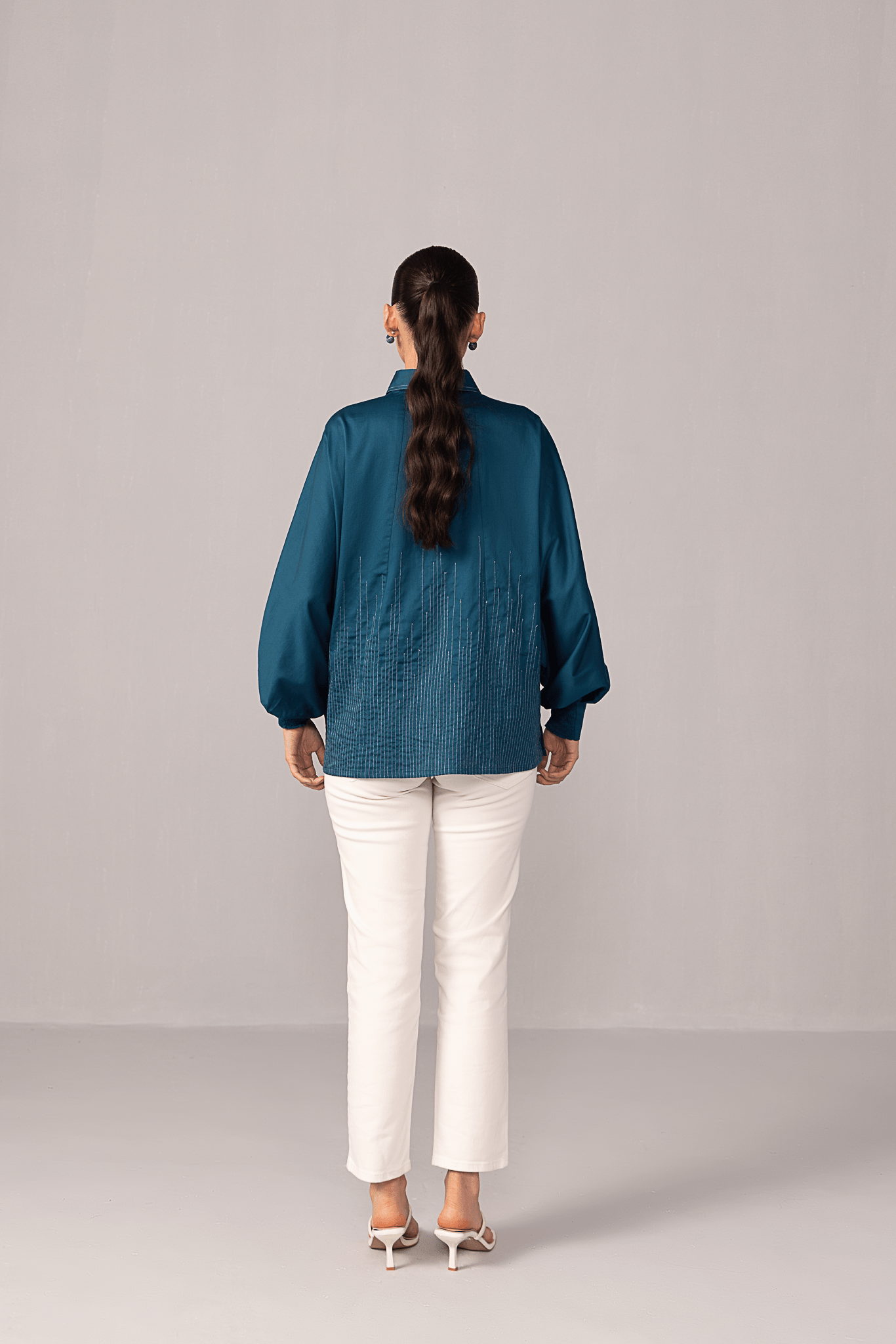 Balloon Sleeve Pinstripe Shirt - aVynā