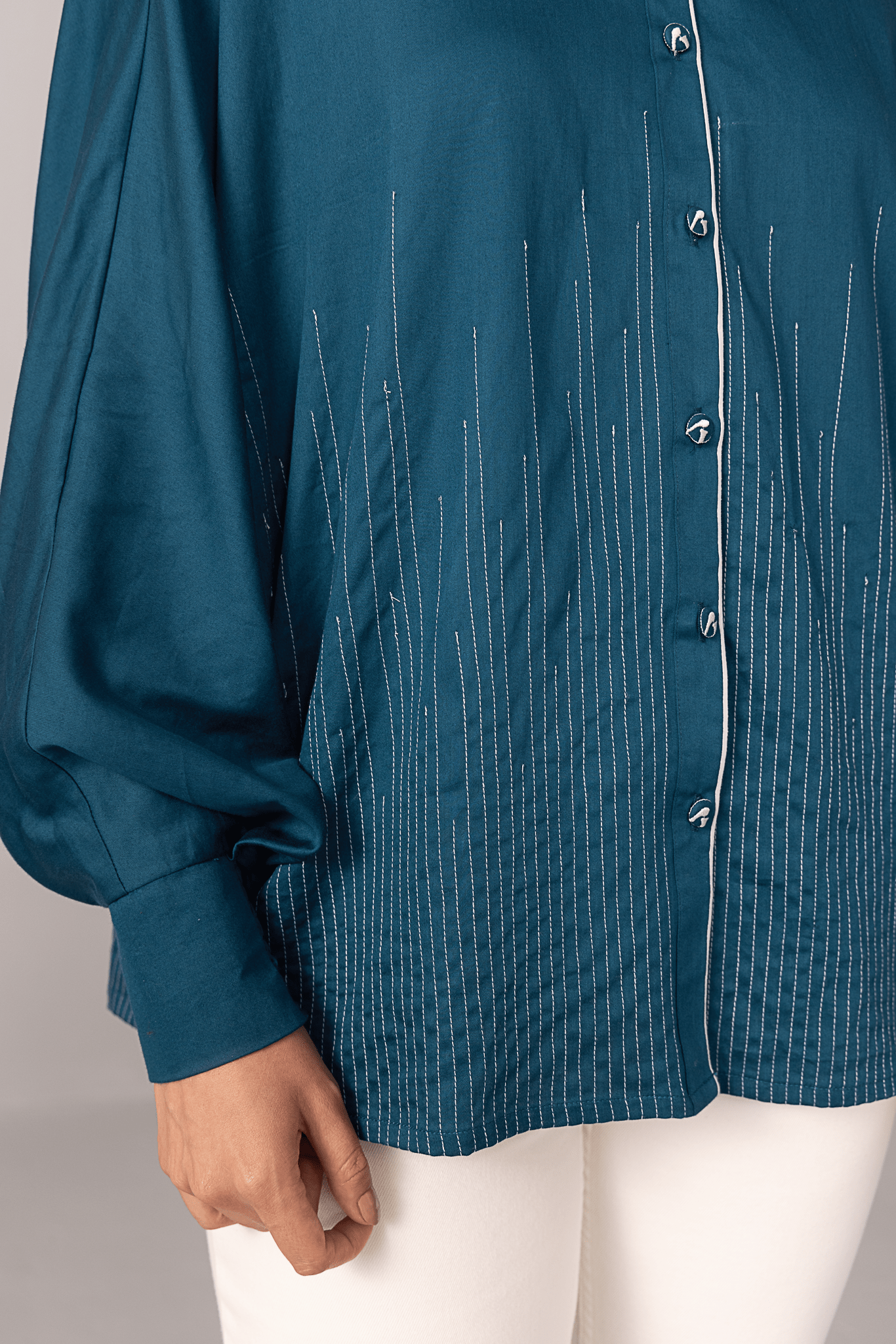 Balloon Sleeve Pinstripe Shirt - aVynā