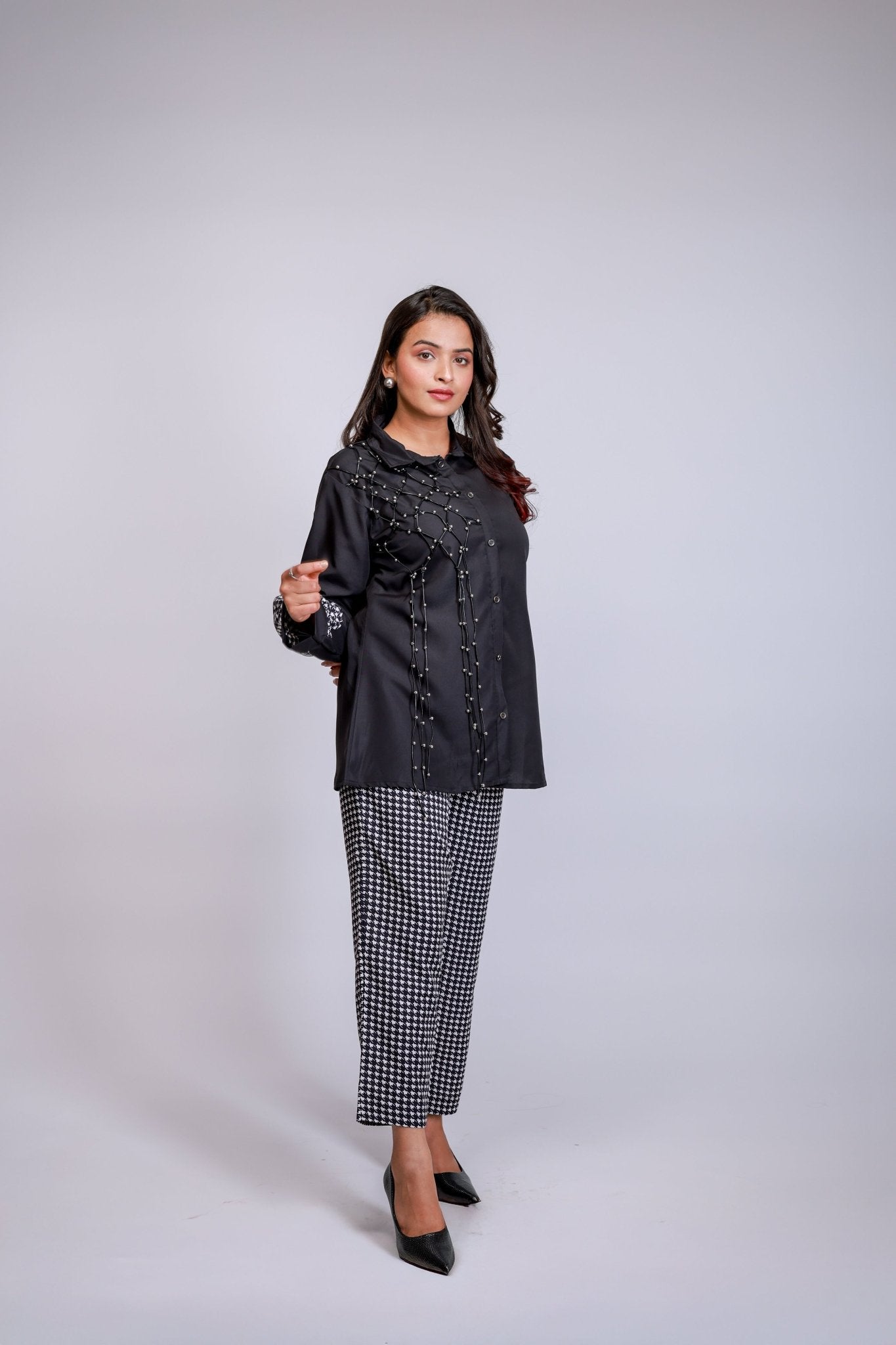 Black Houndstooth Co - ord Set - aVynā