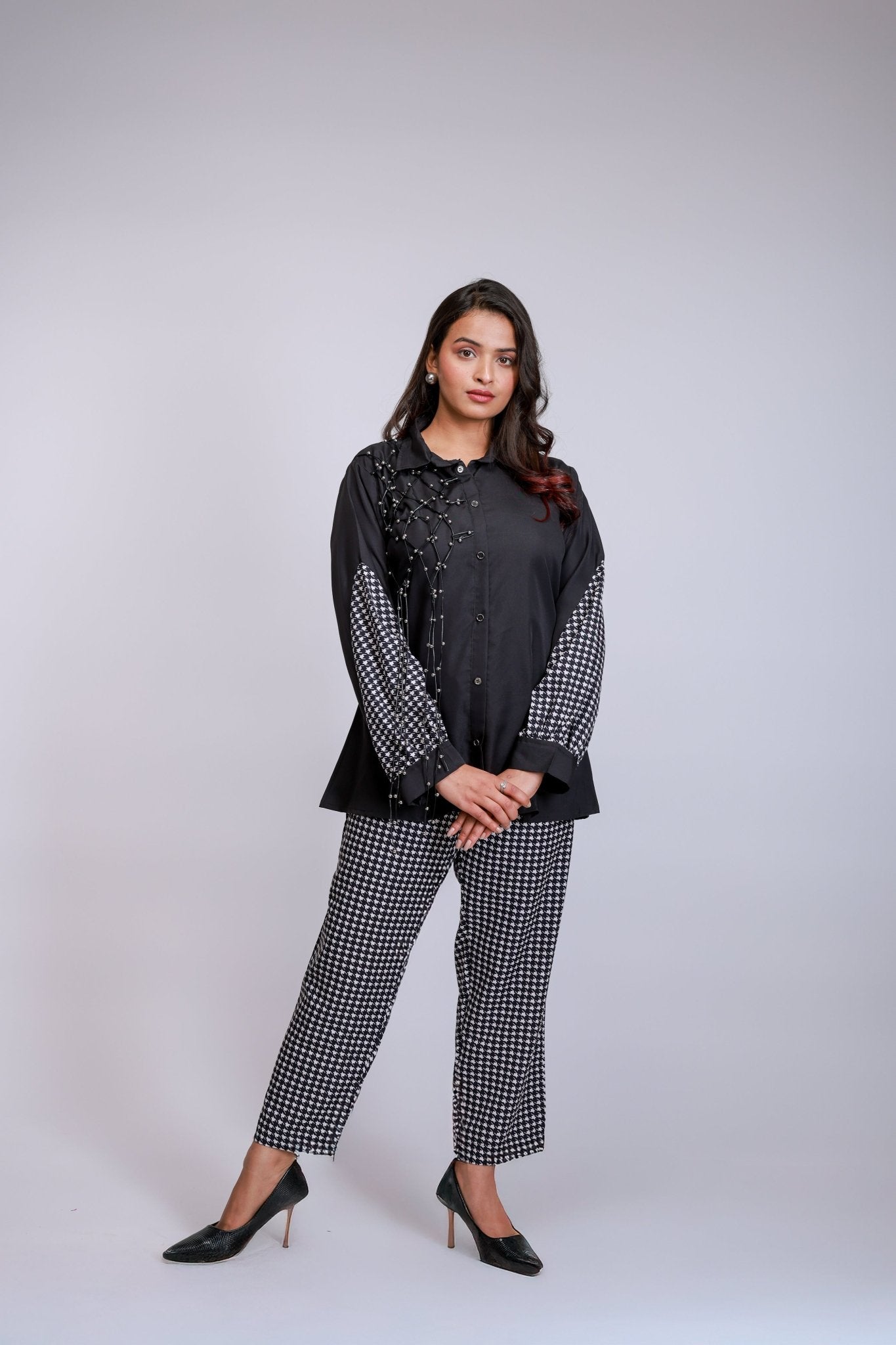 Black Houndstooth Co - ord Set - aVynā