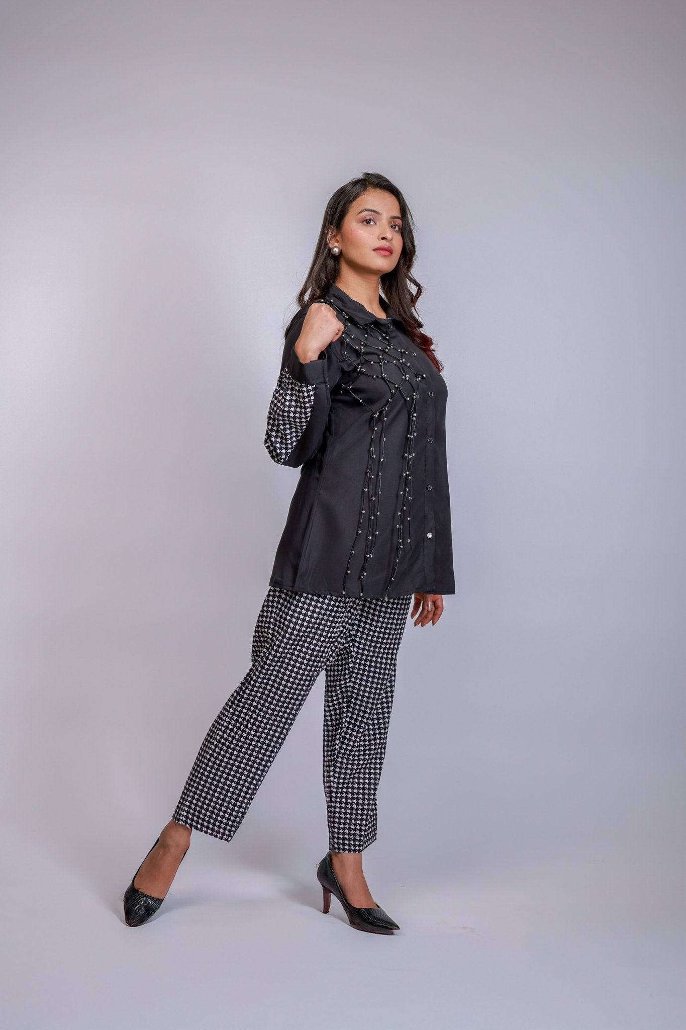 Black Houndstooth Co - ord Set - aVynā