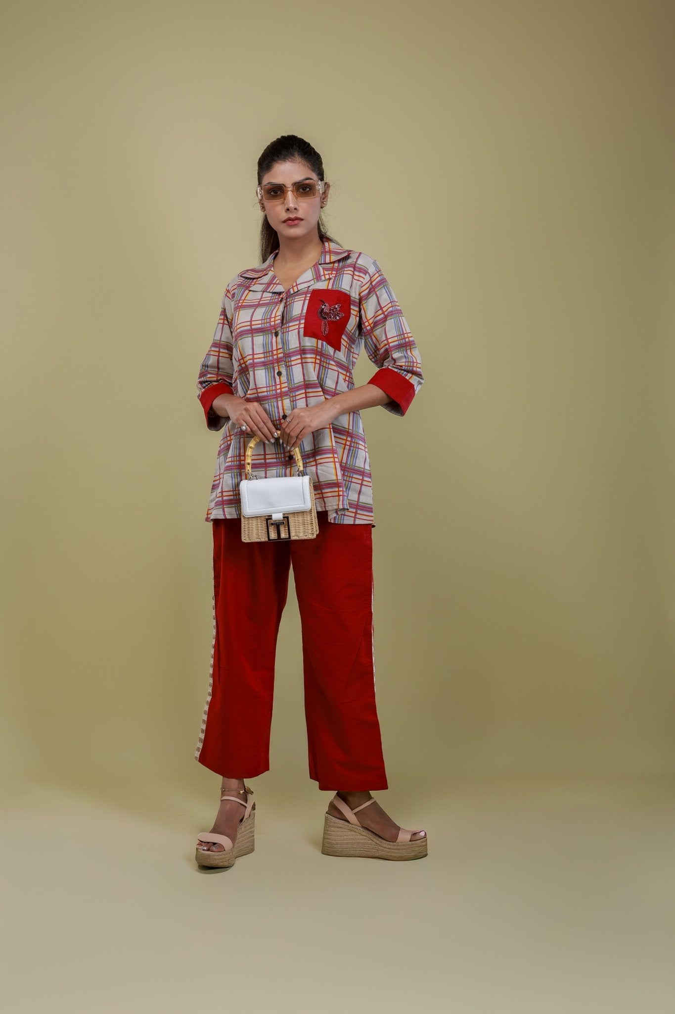 Crimson Checkmate Co - ord Set - aVynā