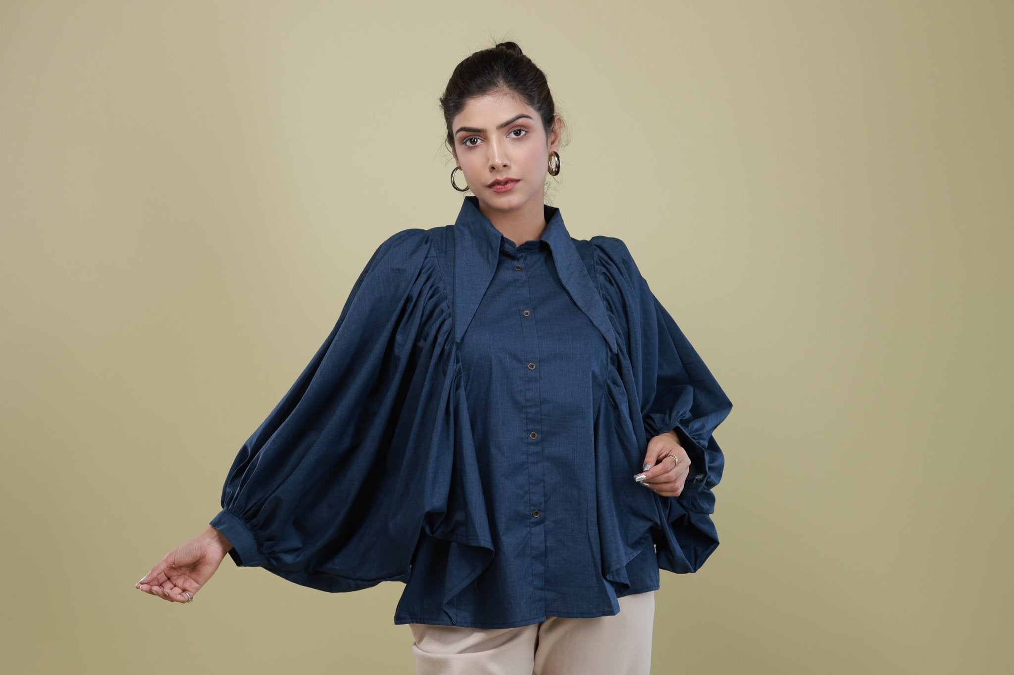 Midnight Bloom Draped Shirt - aVynā