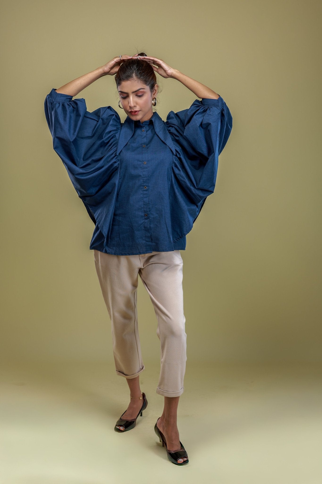 Midnight Bloom Draped Shirt - aVynā