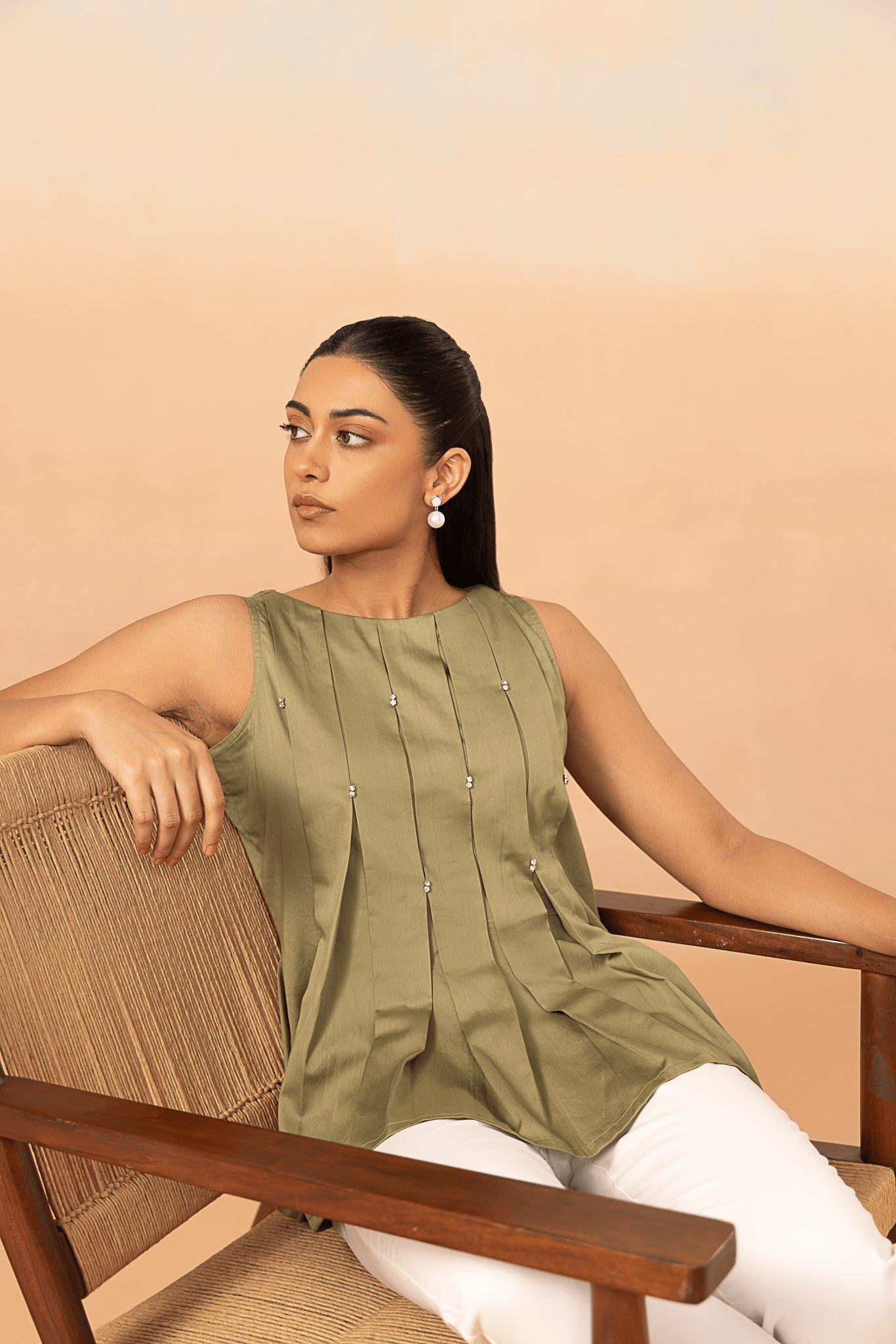 Olive Cascade Top - aVynā