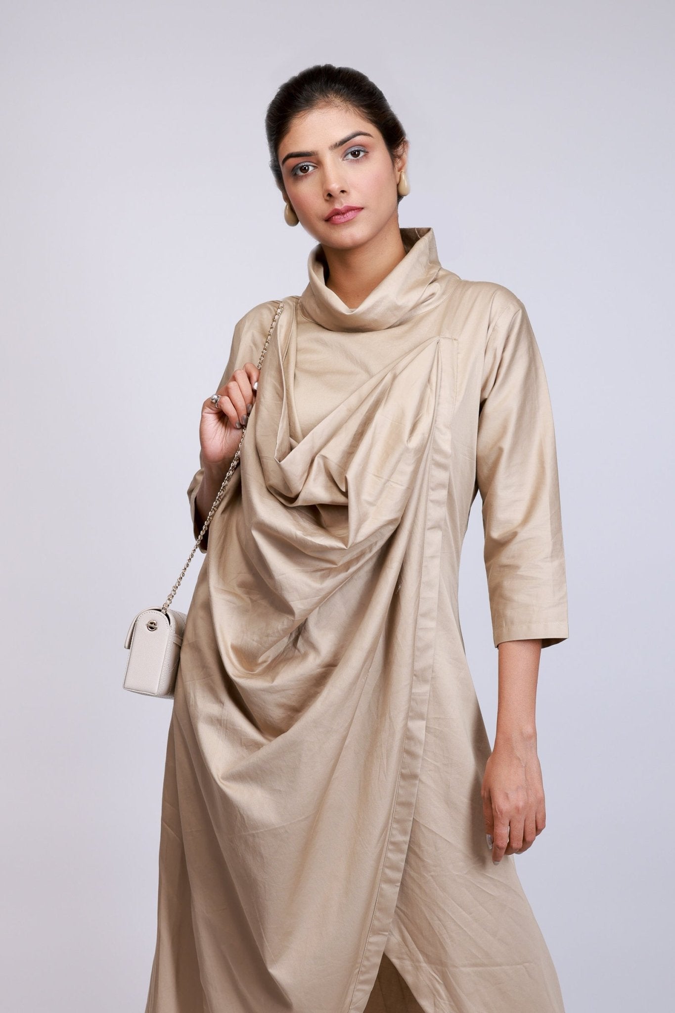 Sand Drape Cowl - Neck Dress - aVynā