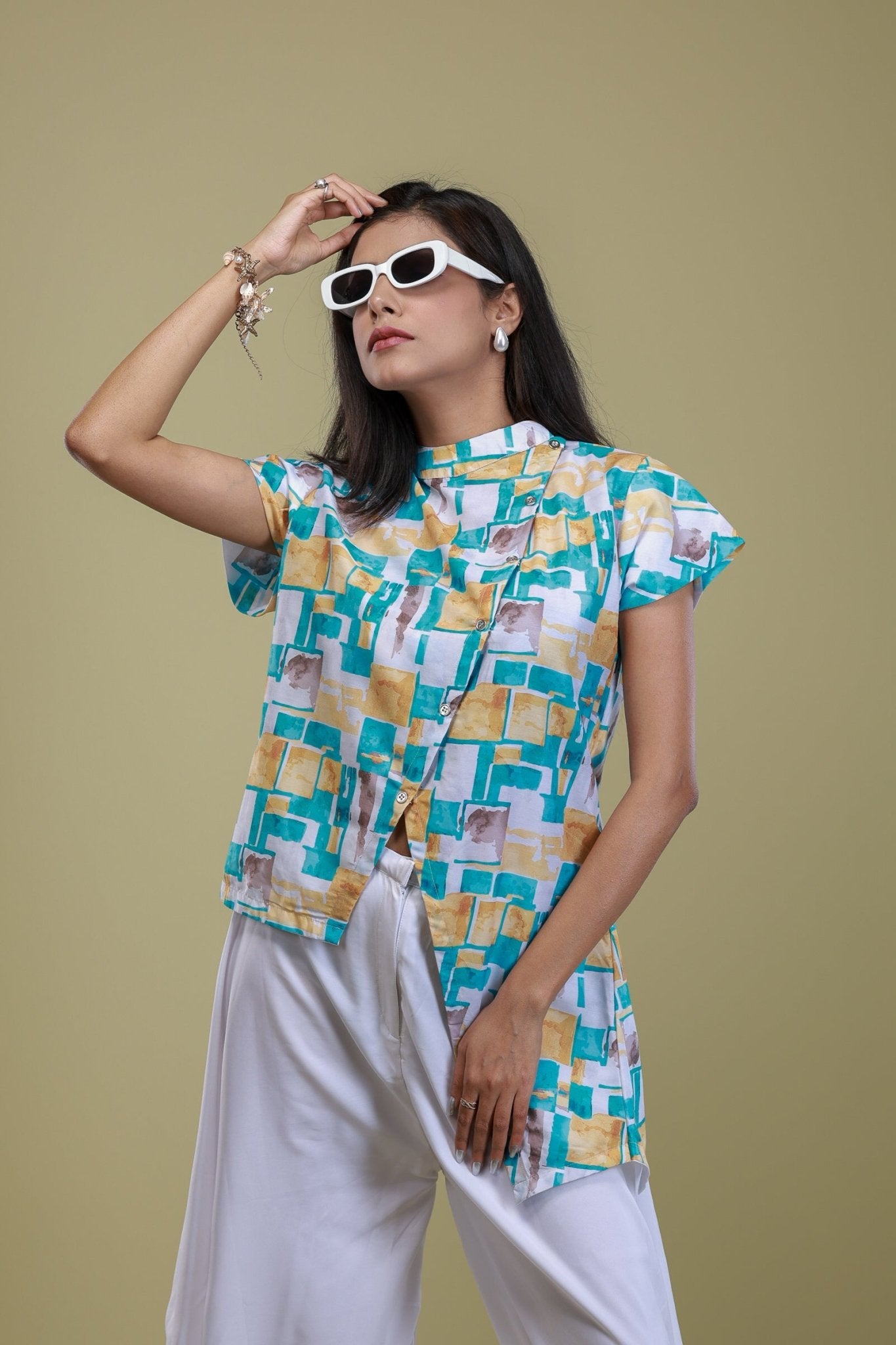 Summer Mosaic Asymmetrical Co - ord Set - aVynā