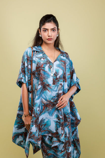 Aqua Mirage Oversized Co - ord Set - aVynā