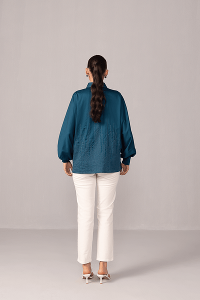 Balloon Sleeve Pinstripe Shirt - aVynā