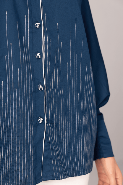 Balloon Sleeve Pinstripe Shirt - aVynā