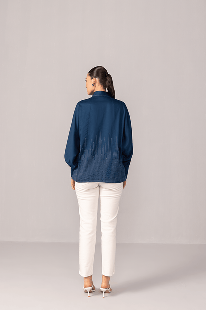 Balloon Sleeve Pinstripe Shirt - aVynā