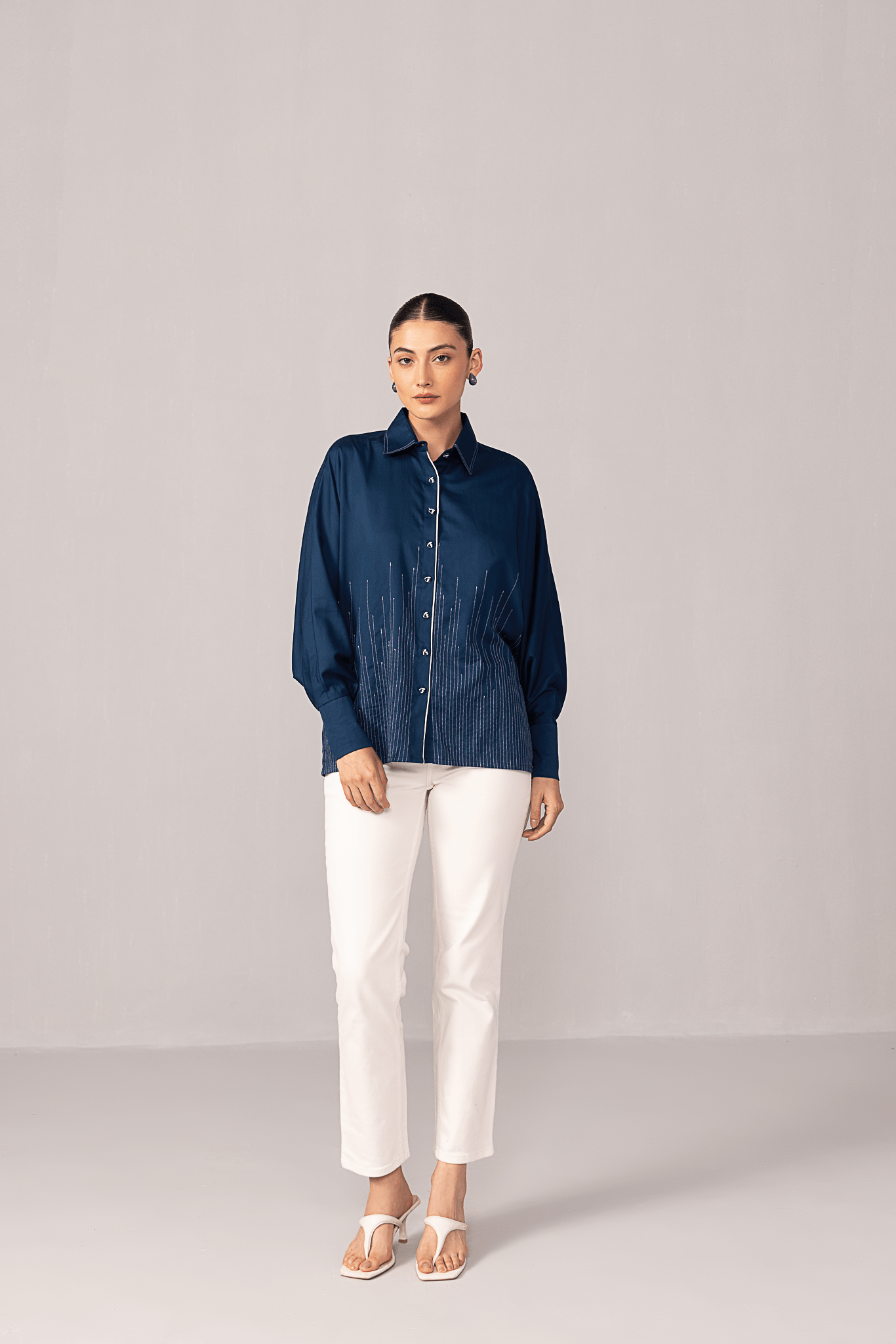 Balloon Sleeve Pinstripe Shirt - aVynā