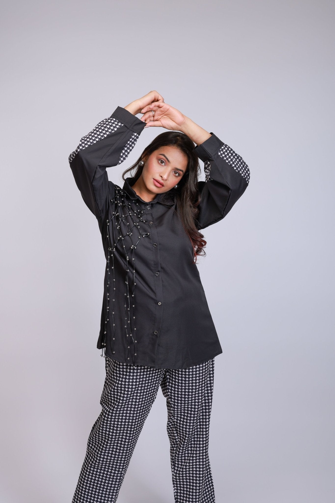 Black Houndstooth Co - ord Set - aVynā