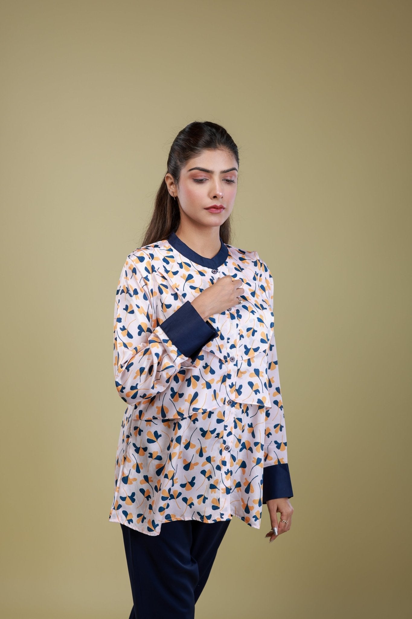 Crimson Bloom Printed Shirt - aVynā