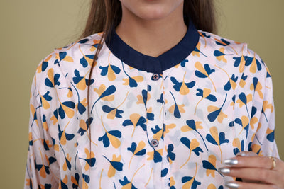 Crimson Bloom Printed Shirt - aVynā