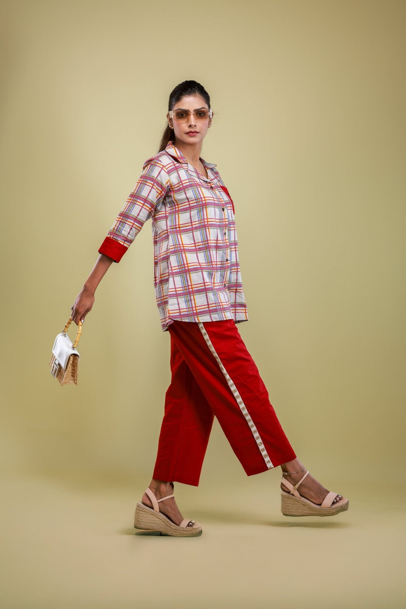 Crimson Checkmate Co - ord Set - aVynā