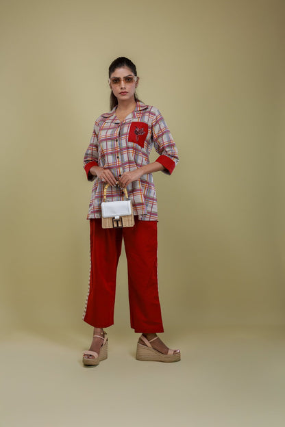 Crimson Checkmate Co - ord Set - aVynā