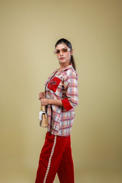 Crimson Checkmate Co - ord Set - aVynā