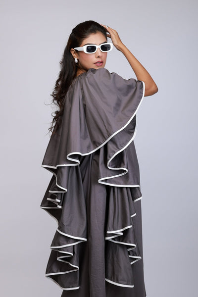 Grey Ruffle Drama Dress - aVynā
