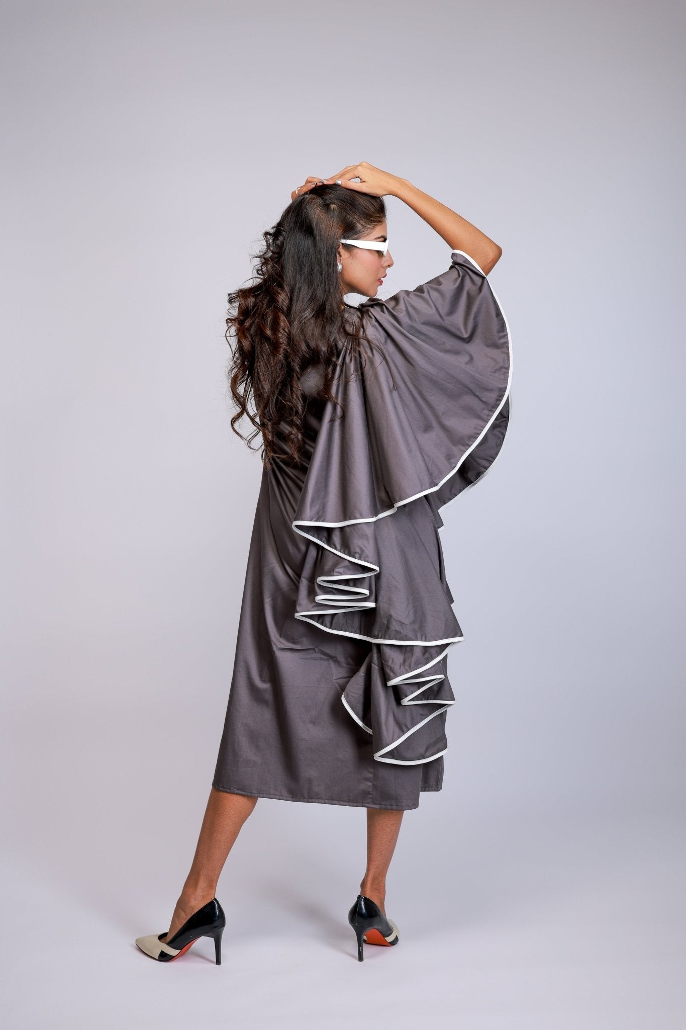 Grey Ruffle Drama Dress - aVynā