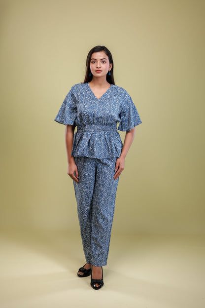 Indigo Breeze Smocked Co - ord Set - aVynā