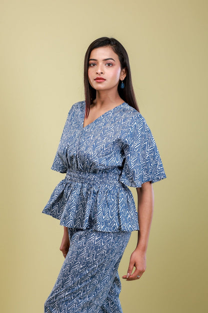 Indigo Breeze Smocked Co - ord Set - aVynā