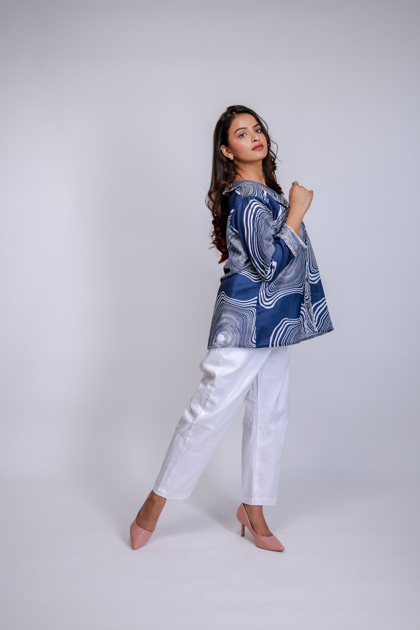 Indigo Ripple Wave Co - ord Set - aVynā
