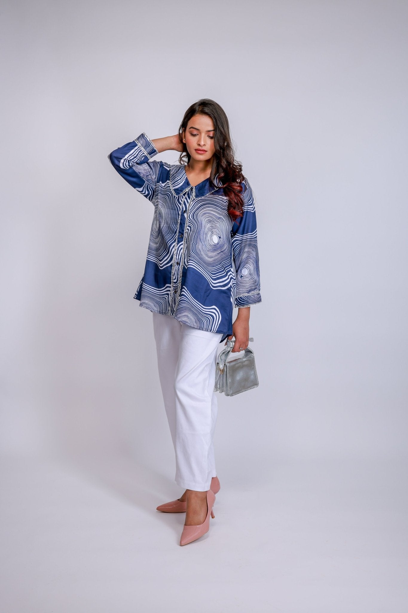 Indigo Ripple Wave Co - ord Set - aVynā