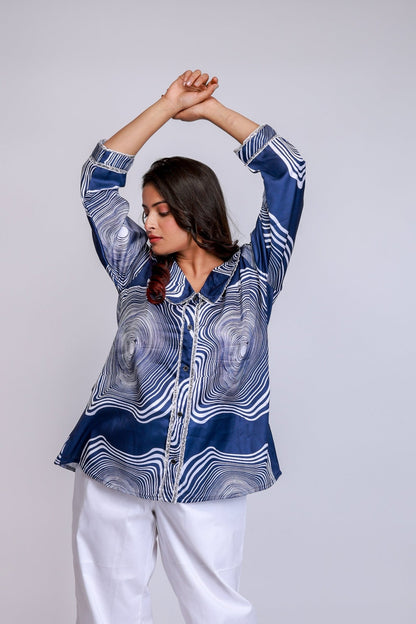 Indigo Ripple Wave Co - ord Set - aVynā