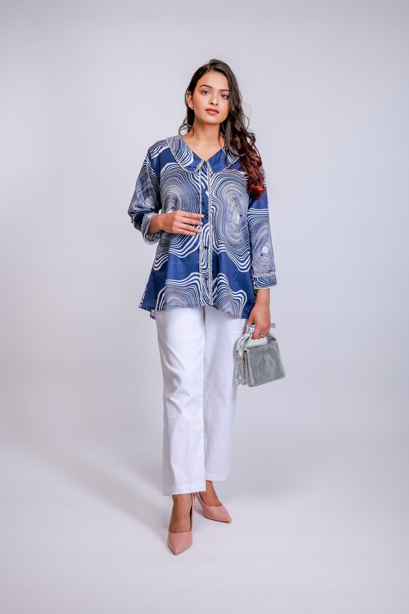 Indigo Ripple Wave Co - ord Set - aVynā