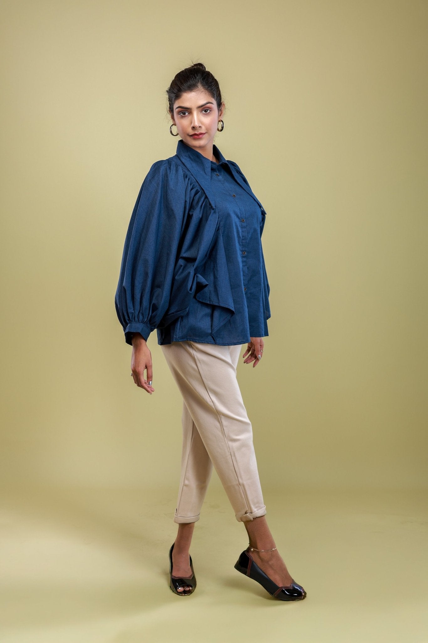 Midnight Bloom Draped Shirt - aVynā
