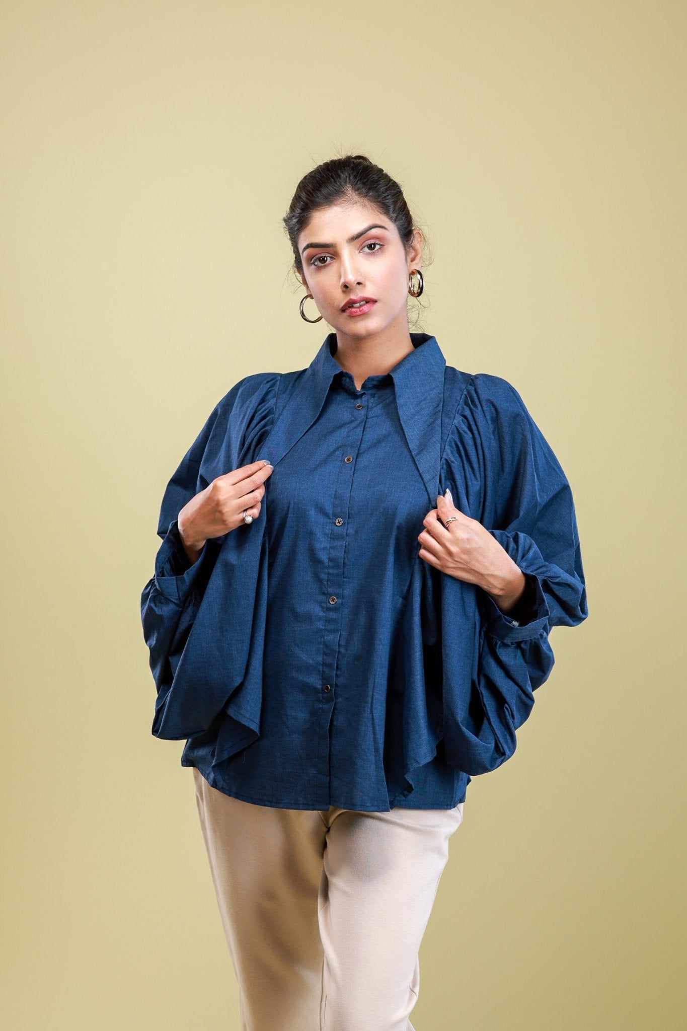 Midnight Bloom Draped Shirt - aVynā