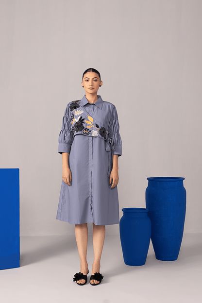Midnight Bloom Shirt Dress - aVynā
