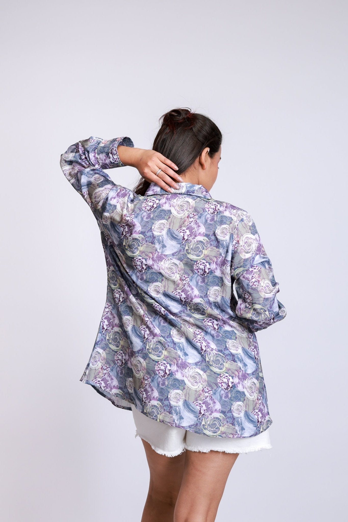Moonlit Petals Fine Crepe Shirt - aVynā