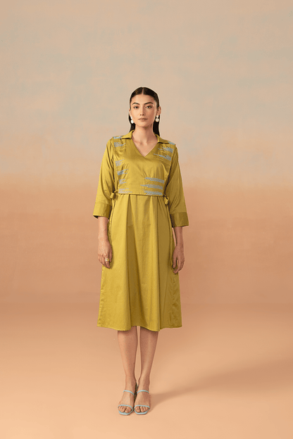 Olive Gleam Dress - aVynā