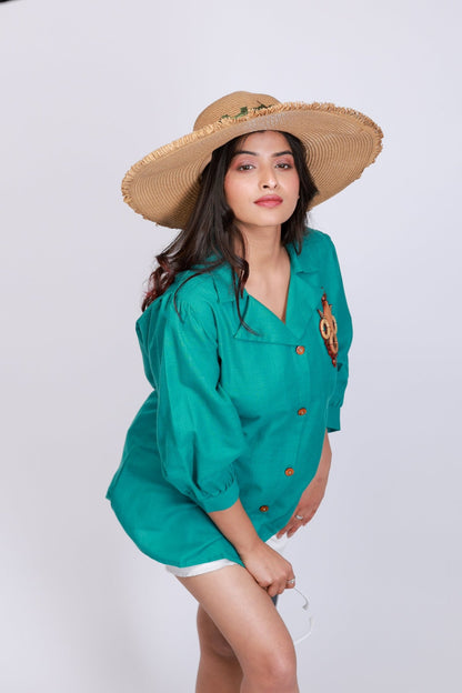 Owl Embroidered Overlap Shirt - aVynā