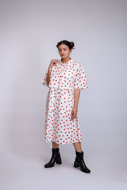 Polka Dot Layered Shirt Dress - aVynā