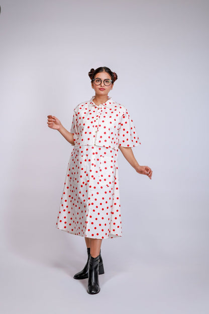 Polka Dot Layered Shirt Dress - aVynā