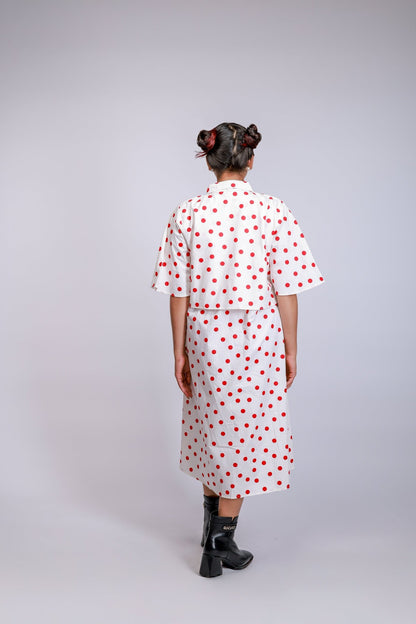 Polka Dot Layered Shirt Dress - aVynā