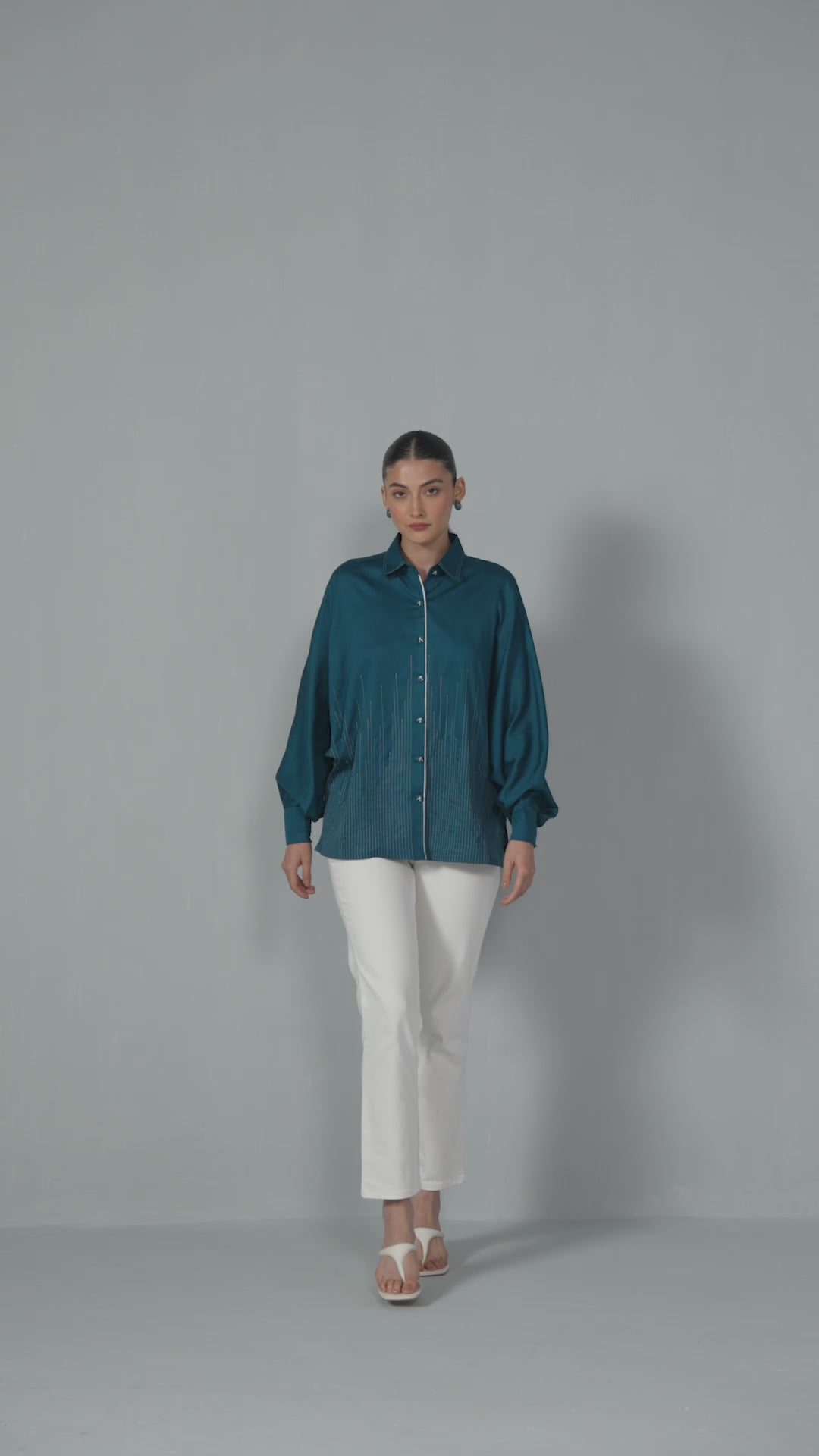 Dolman Sleeve Pinstripe Shirt