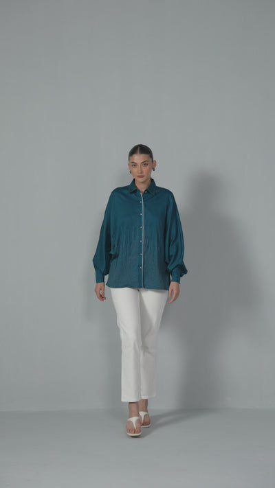 Dolman Sleeve Pinstripe Shirt