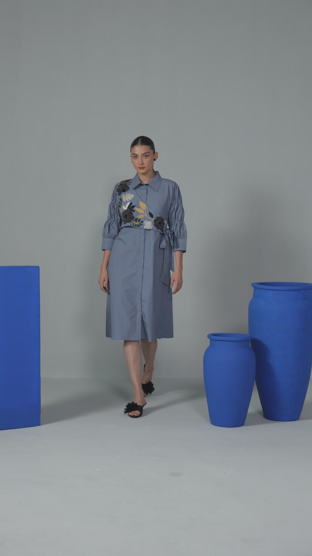 Midnight Bloom Shirt Dress