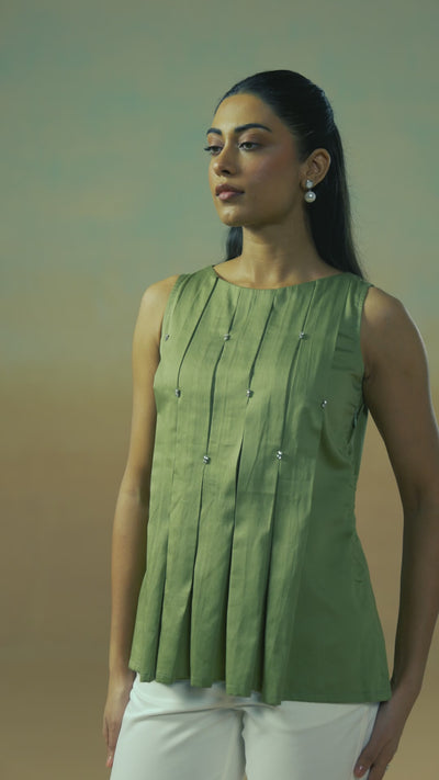 Olive Cascade Top