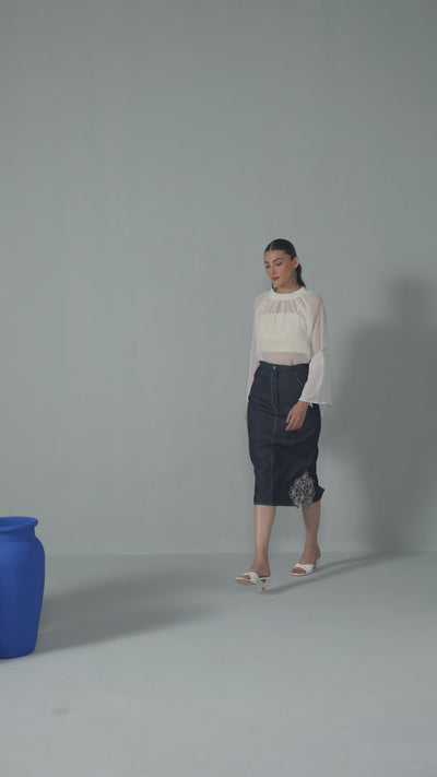 Denim Bloom Skirt