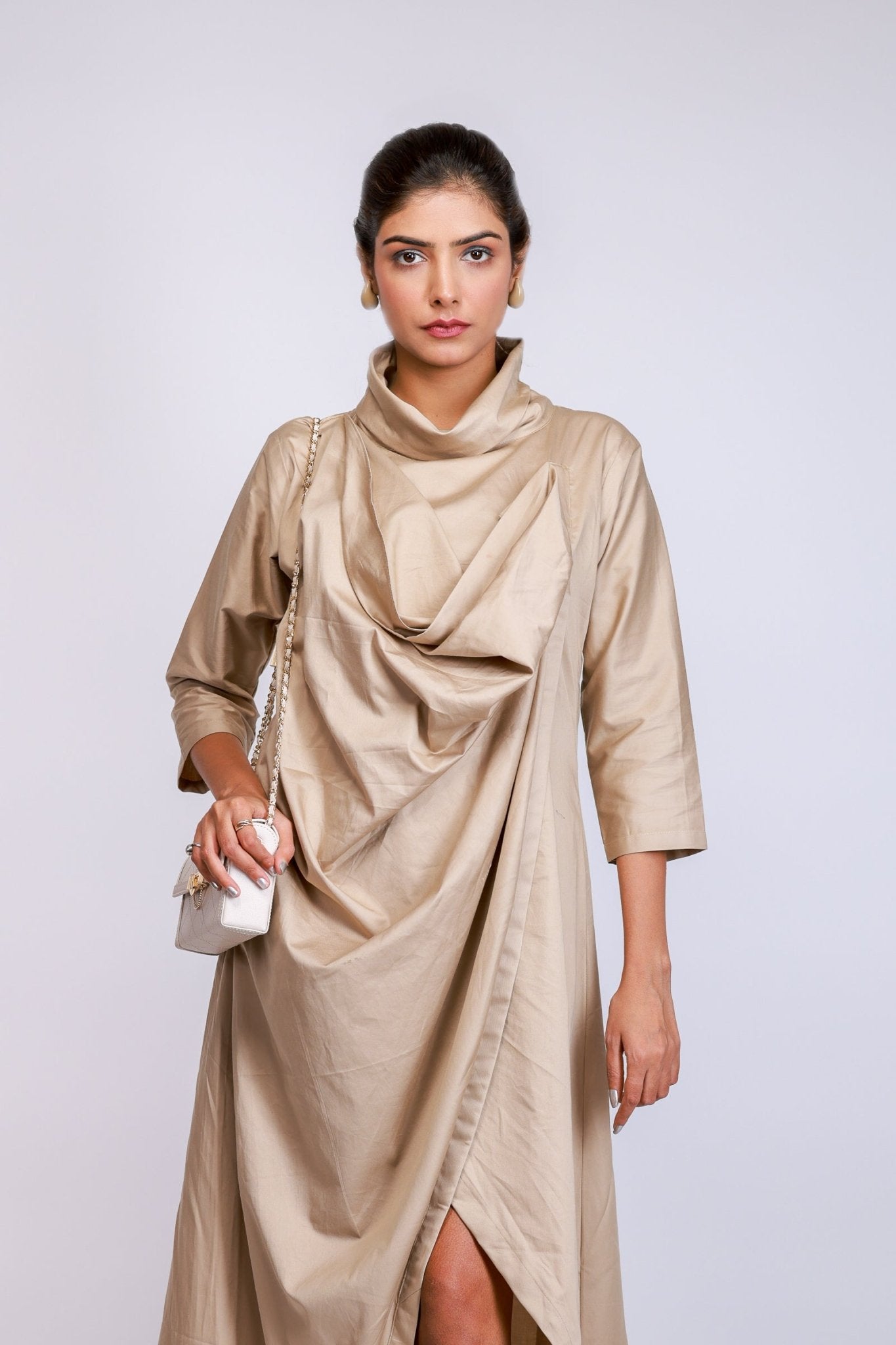 Sand Drape Cowl - Neck Dress - aVynā