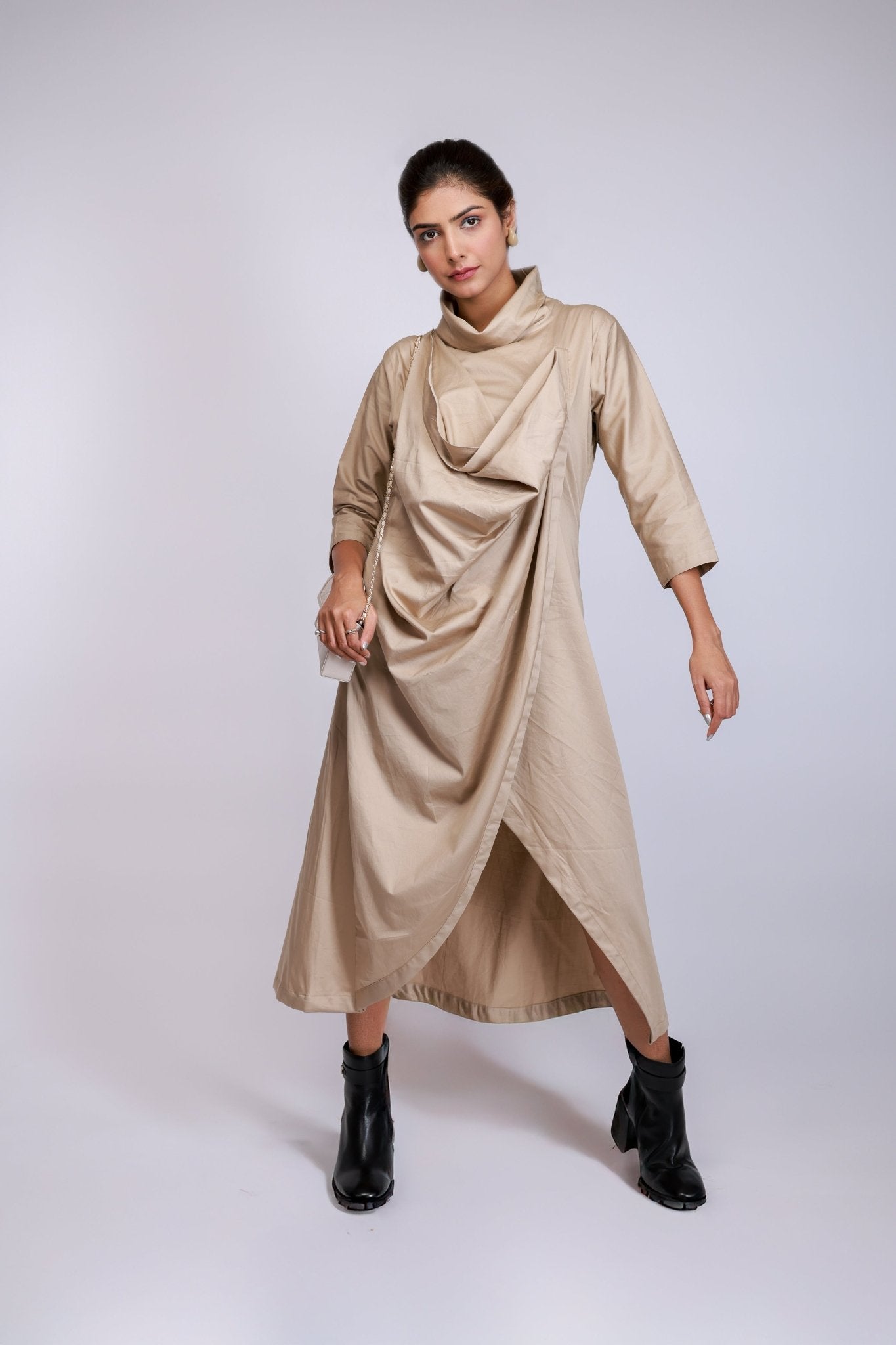 Sand Drape Cowl - Neck Dress - aVynā