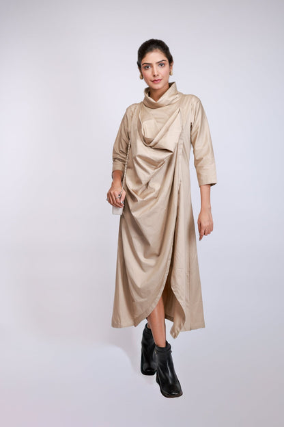 Sand Drape Cowl - Neck Dress - aVynā